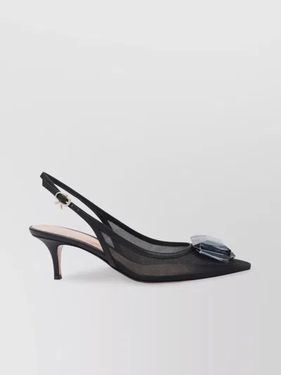 Gianvito Rossi Mesh Slingback Kitten Heel Pumps