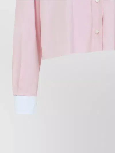 Miu Miu Cotton Shirt With White Collar And Cuffs In Pink