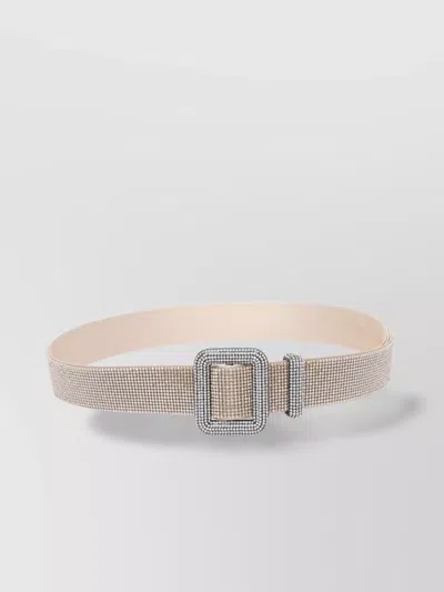 Benedetta Bruzziches Diamond Square Buckle Belt With Rhinestone Embellishment