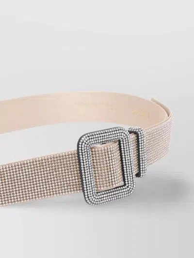 Benedetta Bruzziches Diamond Square Buckle Belt With Rhinestone Embellishment