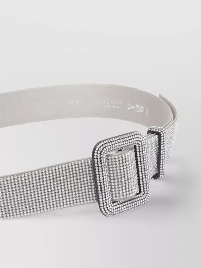 Benedetta Bruzziches Crystal Embellished Metallic Finish Belts In Neutral