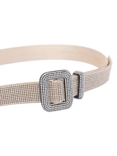 Benedetta Bruzziches Diamond Square Buckle Belt With Rhinestone Embellishment