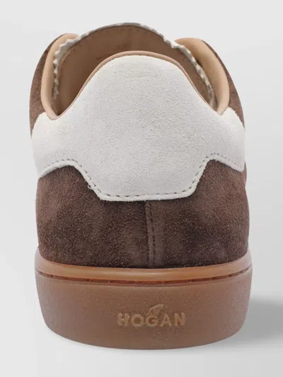 Hogan Low-top Suede Sneakers With Contrasting Stripe In Brown