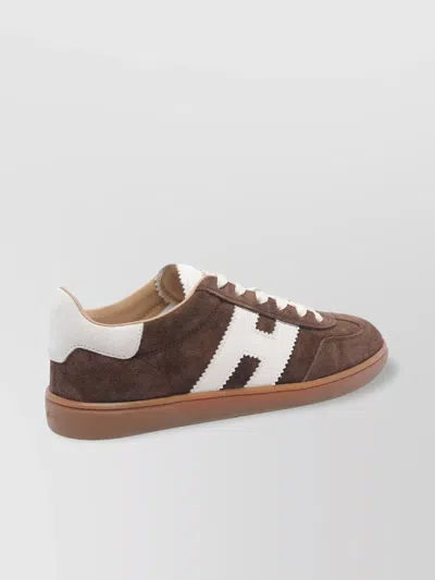 Hogan Low-top Suede Sneakers With Contrasting Stripe In Brown