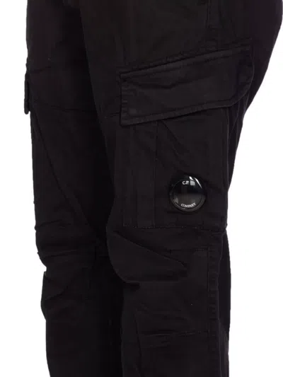 C.p. Company Satin Cargo Pants With Functional Pockets In Black