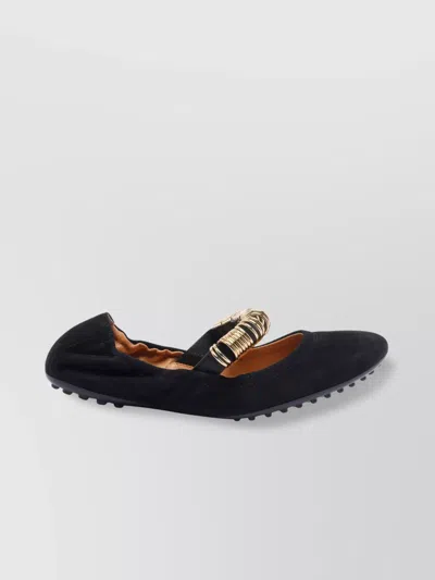 Tod's Ballerina Shoes Suede Gommini Accents In Blue