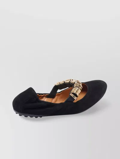 Tod's Ballerina Shoes Suede Gommini Accents In Blue