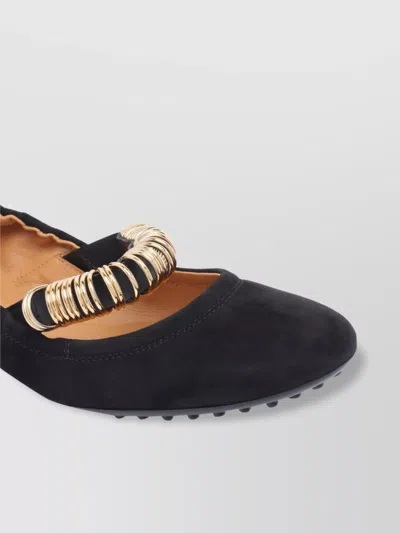Tod's Ballerina Shoes Suede Gommini Accents In Blue
