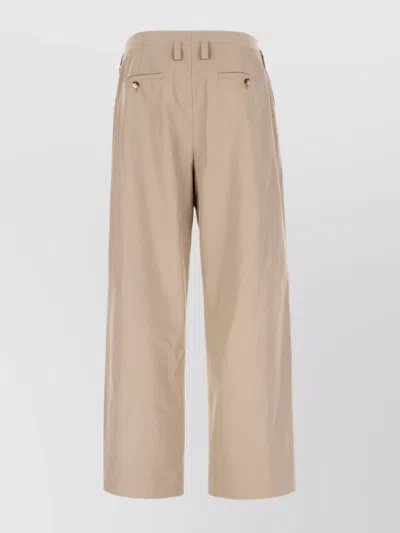 Alexander Mcqueen Cotton Trousers With Back Pockets And Front Pleats In Neutral