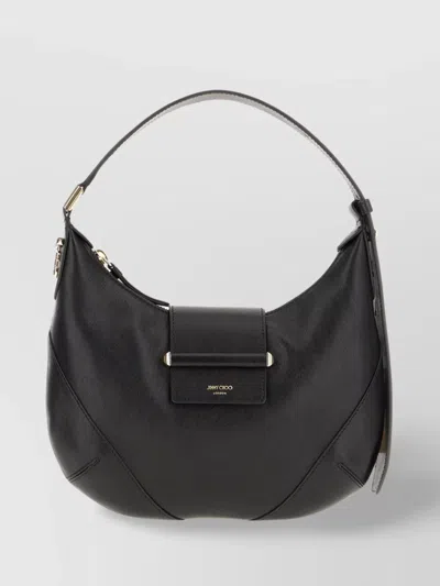 Jimmy Choo Leather Shoulder Bag With Adjustable Strap And Front Flap Pocket