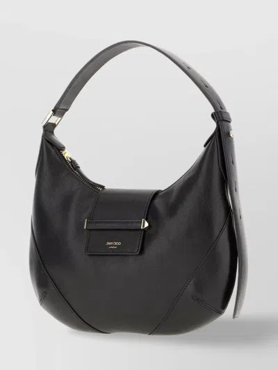 Jimmy Choo Leather Shoulder Bag With Adjustable Strap And Front Flap Pocket