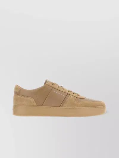 Hogan Suede And Leather Sneakers With Perforated Detailing In Brown
