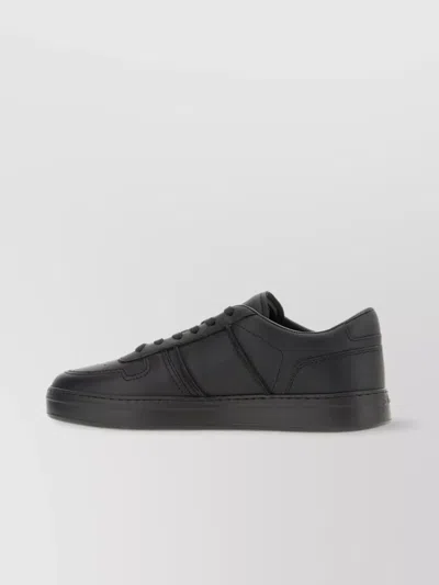 Hogan Leather Sneakers With Flat Sole And Perforated Toe Cap In Black