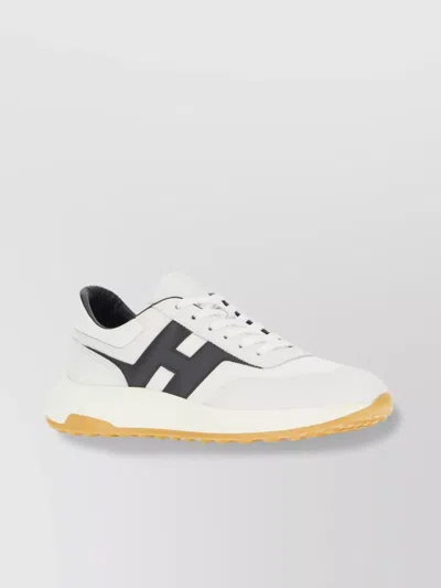 Hogan Lightweight Sneaker With Contrast Panel And Rubber Sole In White