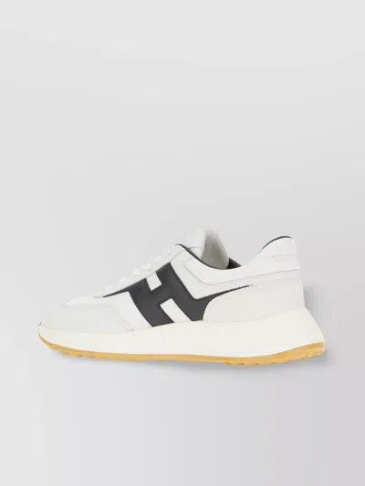 Hogan Lightweight Sneaker With Contrast Panel And Rubber Sole In White