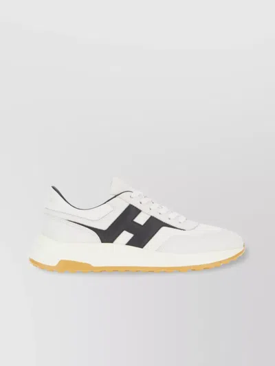 Hogan Lightweight Sneaker With Contrast Panel And Rubber Sole In White