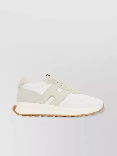 Hogan Leather Sneakers With Rubber Sole And Suede Accents In Pattern