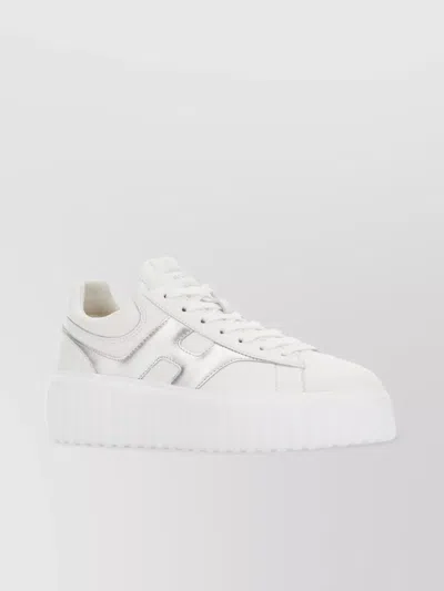 Hogan White Sneakers With Smooth Upper And Metallic Accent