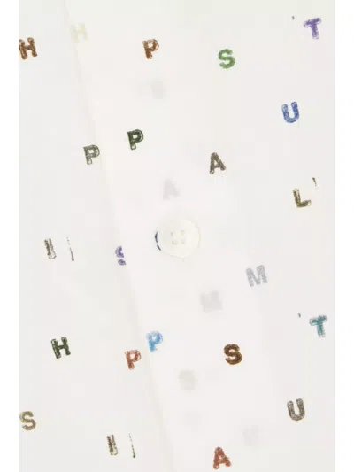 Paul Smith Alphabet Print Button-down Collar Shirt In White