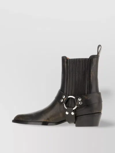 Paris Texas Stacked Heel Leather Helena Boots