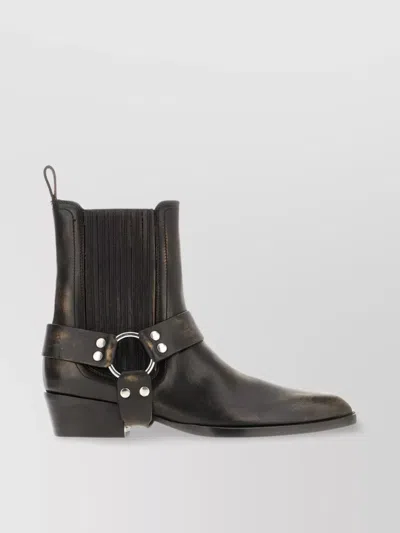 Paris Texas Stacked Heel Leather Helena Boots