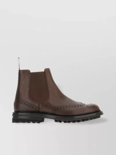 Church's Leather Ankle Boots Brogue Detailing In Brown