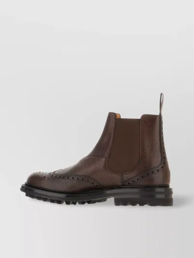 Church's Leather Ankle Boots Brogue Detailing In Brown