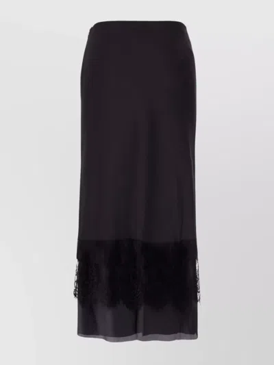 We11 Done Satin Midi Skirt Lace Trim