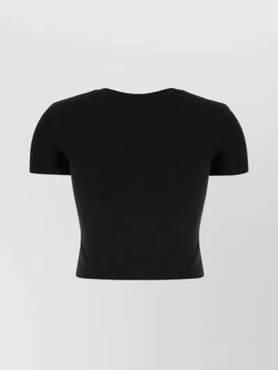 We11 Done Crew Neck Cropped T-shirt With Graphic Print In Black
