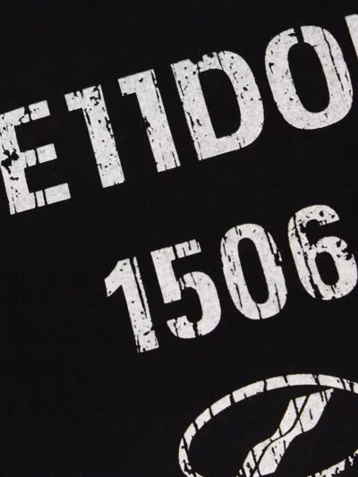 We11 Done Crew Neck Cropped T-shirt With Graphic Print In Black