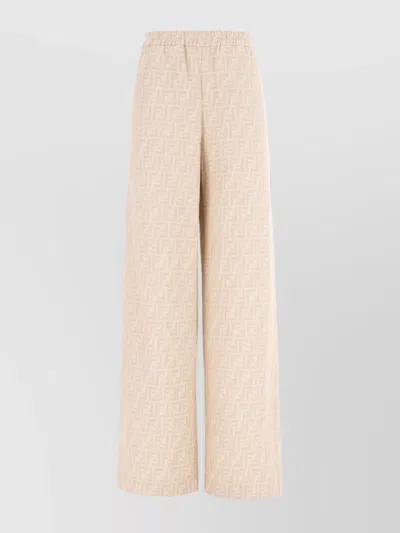 Fendi Wide-leg Patterned Cotton Blend Trousers