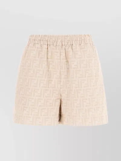 Fendi Elastic Waistband Cotton Blend Shorts