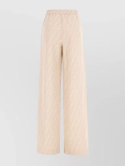 Fendi Wide-leg Patterned Cotton Blend Trousers