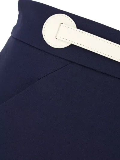 Valentino Skirt Wool Blend Belted Waist In Blue