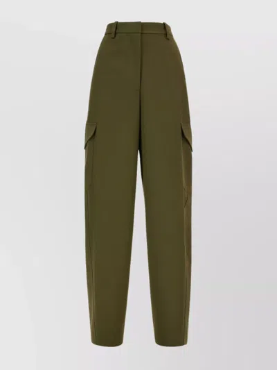 Givenchy Cotton Blend High Waist Cargo Pants In Green