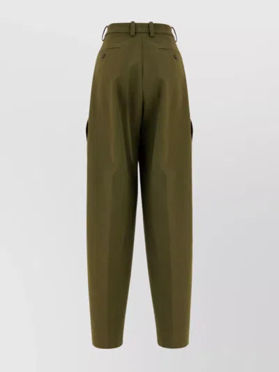 Givenchy Cotton Blend High Waist Cargo Pants In Green
