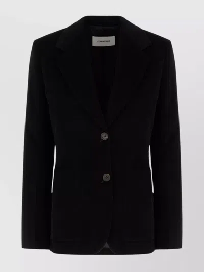 Ferragamo Cotton Blazer Stretch Lapel Single-breasted Pockets
