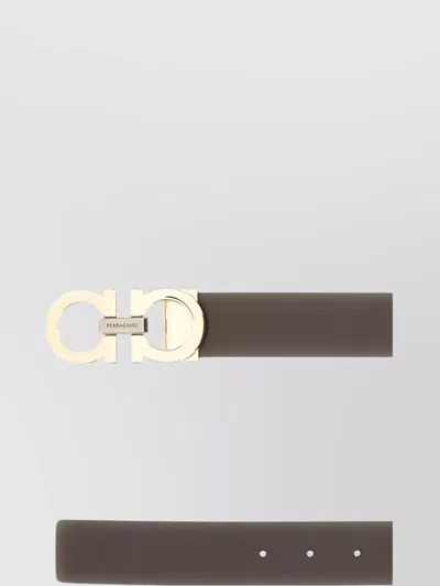 Ferragamo Adjustable Reversible Leather Belt With Gold-tone Buckle