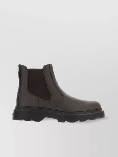 Tod's Chunky Sole Leather Ankle Boots With Elastic Panels In Multi