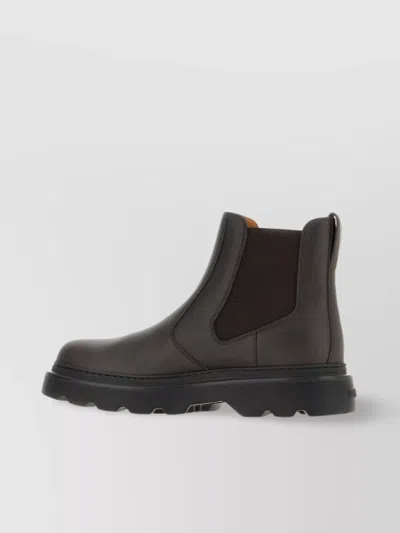 Tod's Chunky Sole Leather Ankle Boots With Elastic Panels In Multi