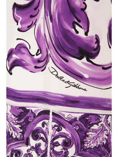 Dolce & Gabbana Silk Printed Crew Neck Vest In Purple