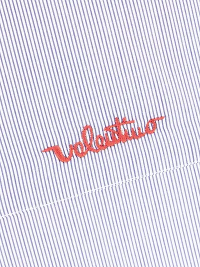 Valentino Striped Shirt With Embroidered Logo In Blue