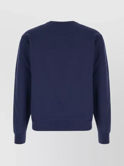 Valentino Cotton Crew Neck Sweatshirt In Blue