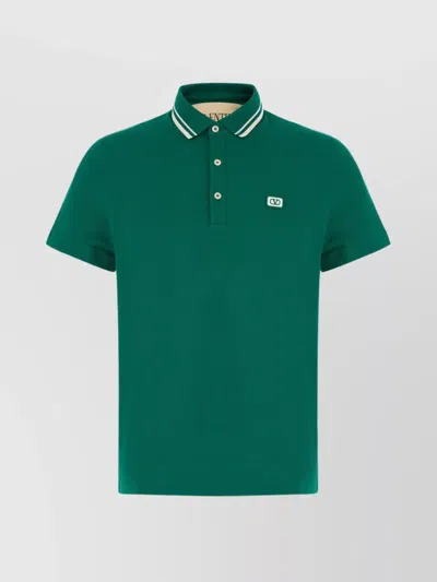 Valentino Polo Jersey Regular Embroidered Dreamatic In Green