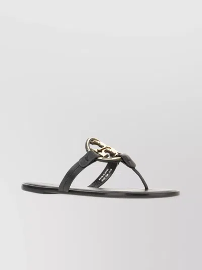 Tory Burch Leather Miller Sandals Flat Sole Open Toe
