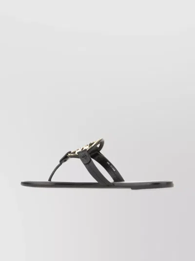 Tory Burch Leather Miller Sandals Flat Sole Open Toe
