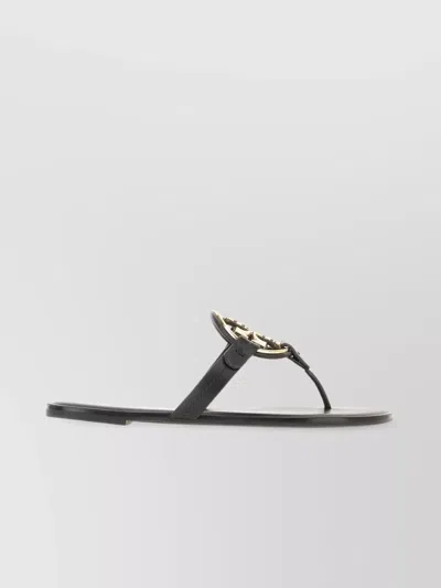 Tory Burch Leather Miller Sandals Flat Sole Open Toe