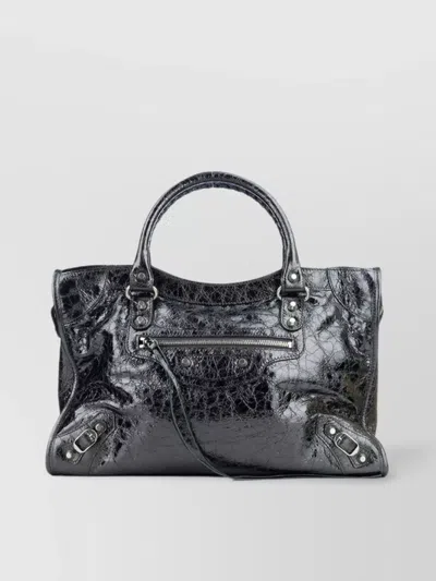 Balenciaga Handbags Structured Shape Textured Finish Top Handles Metal Studs