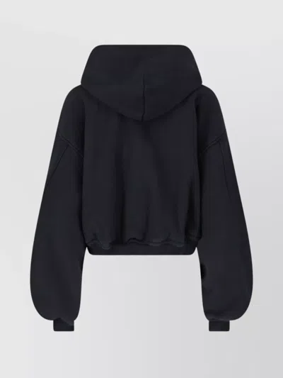 Alexander Wang Hooded Cropped Knitwear Long Sleeves In Black