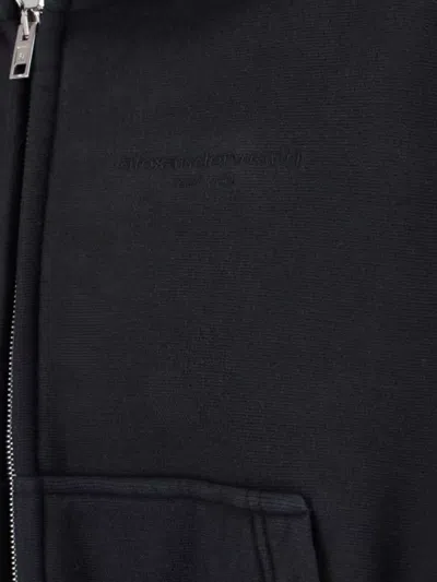 Alexander Wang Hooded Cropped Knitwear Long Sleeves In Black